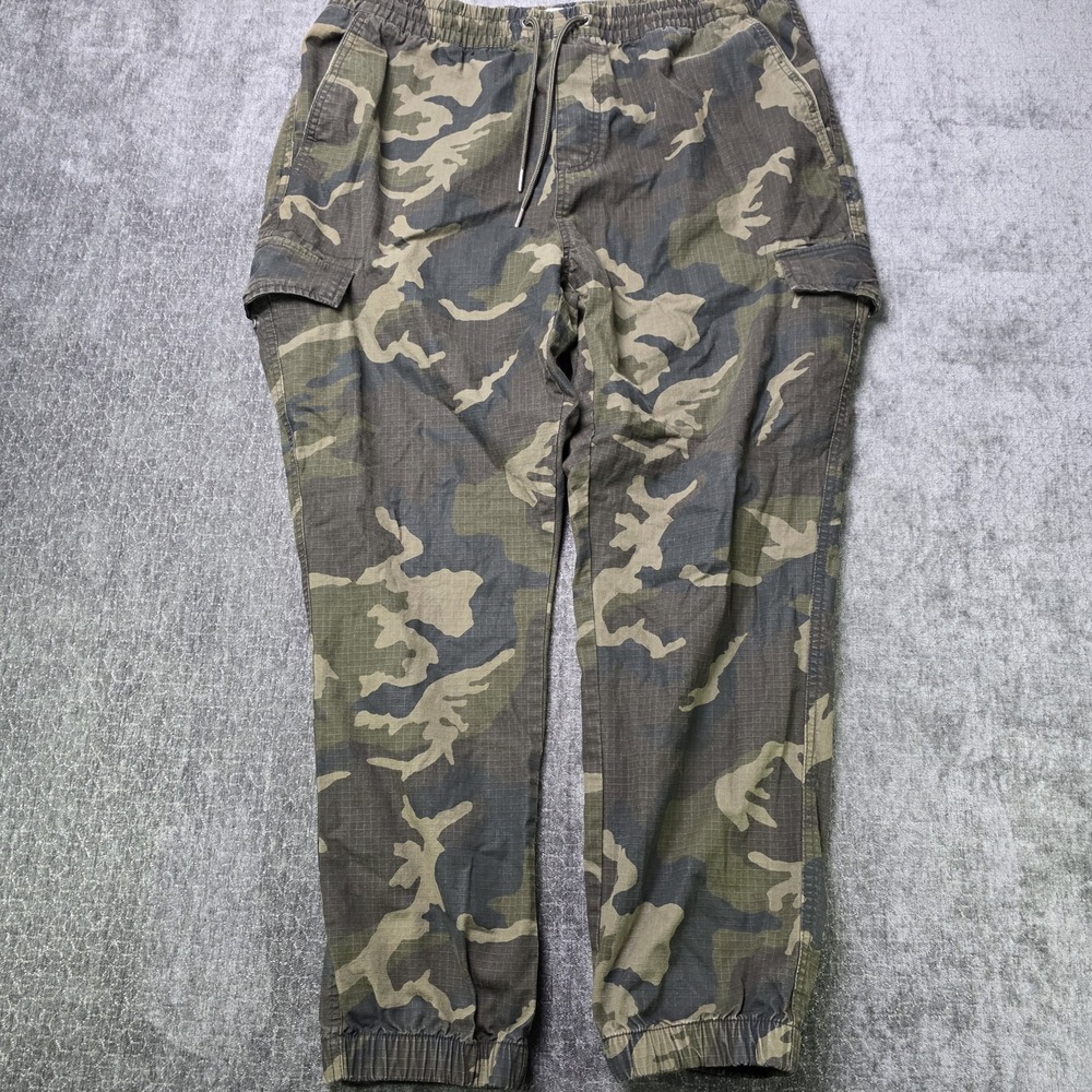 Old Navy Camo Cargo Joggers Mens XL Ripstop Drawstring 37x29 Military Casual